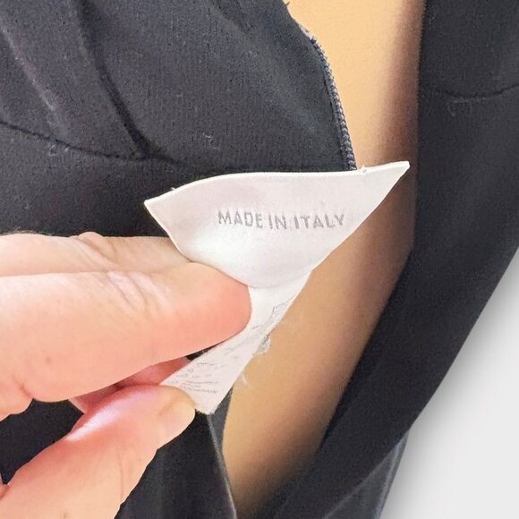 Vintage La Perla LBD 46 L Midi Cocktail Dress Sheath Black Square Neck Classy - Picture 7 of 8